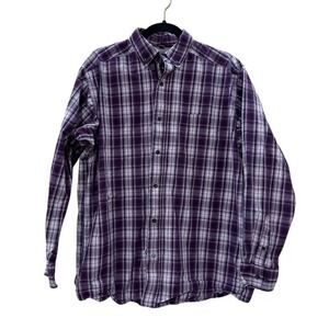 Ariat Pro Series Long Sleeve Button Down Purple Plaid Men's Medium Casual Shirt‎